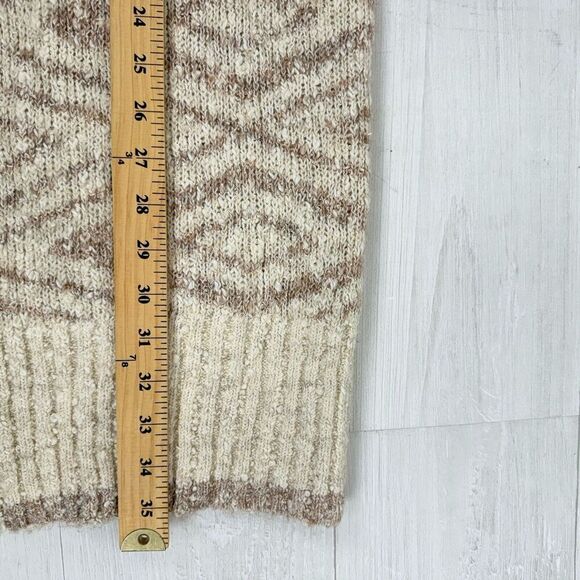 Joie Open Front Longline Cardigan Women S Nordic Knit Cream Red Cozy Fair Isle - Picture 13 of 14